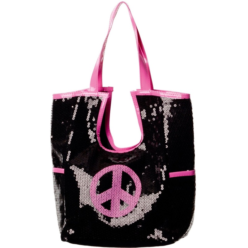 Peace sequin handbag