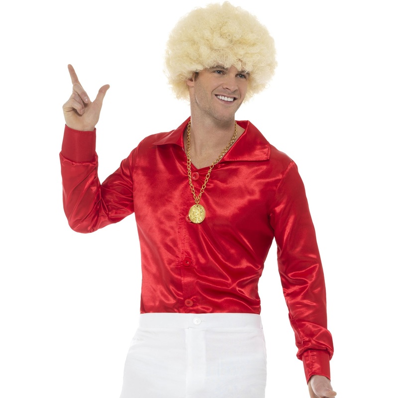 Red disco party shirt for men M