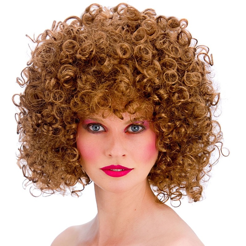 Wild curly hair wig brown