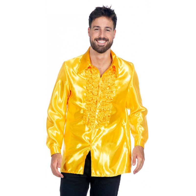 Yellow ruffled shirt for men 48