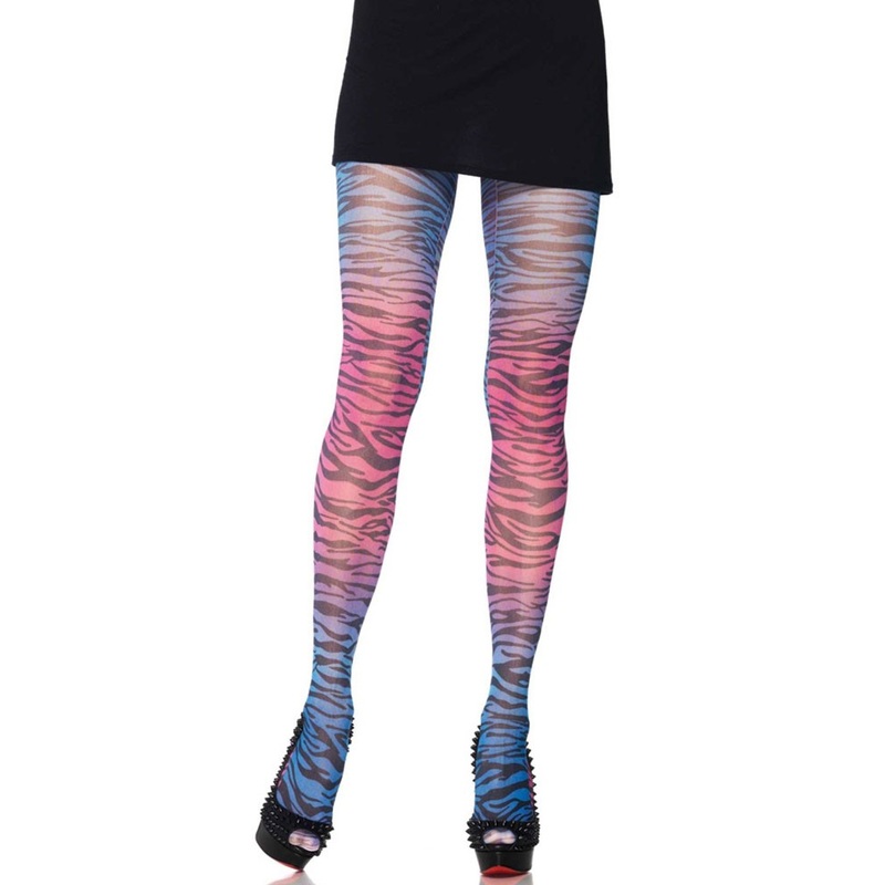 Zebra pantyhose pink blue