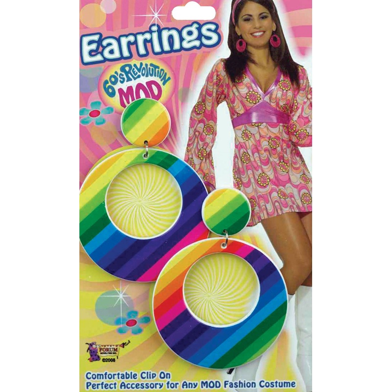 Colorful 60's rainbow hippie earrings