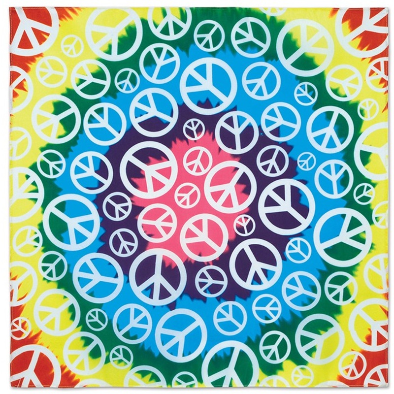 Colorful hippie peace headscarf