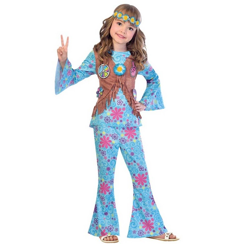 Hippie girl pink-blue children's costume