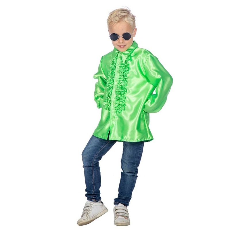 Neon-green ruffled shirt Martin for children 128