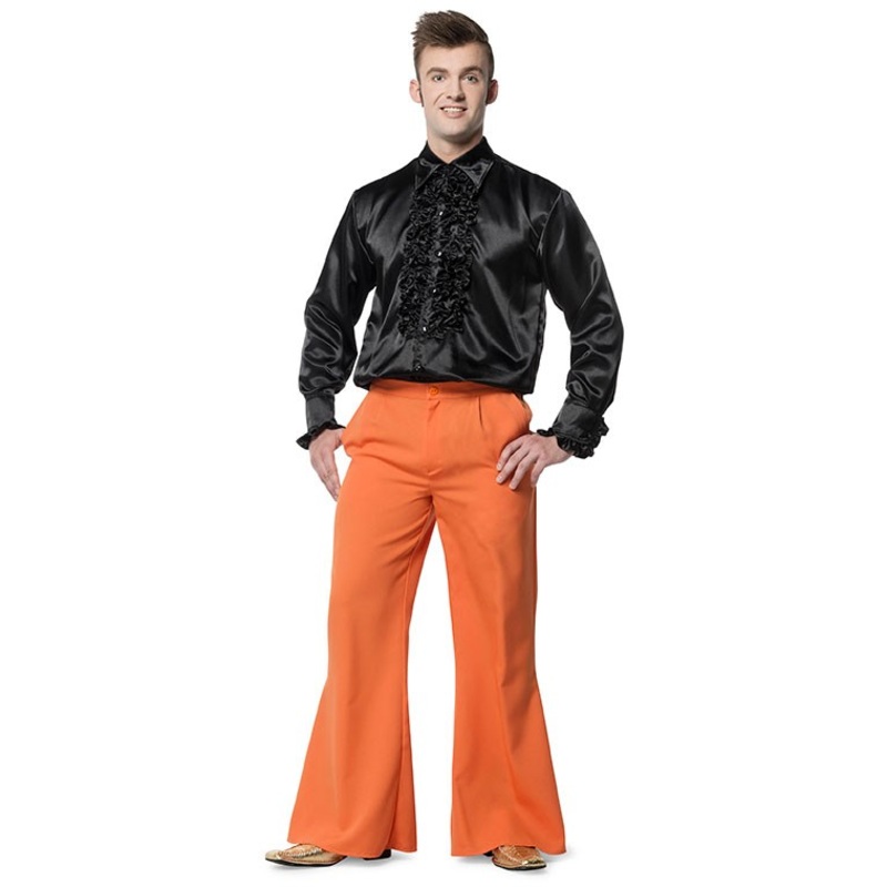 Orange-colored men's bell-bottoms 46