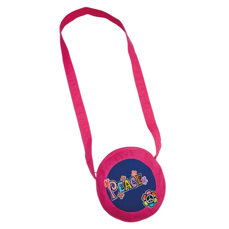 Pink colored hippie peace handbag