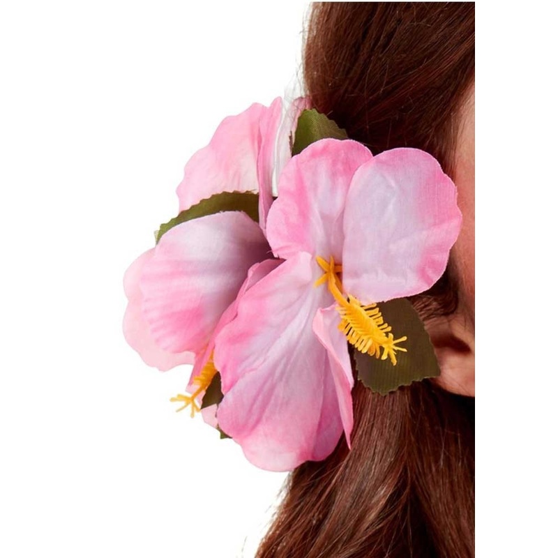 Pink hibiscus flowers hair clip