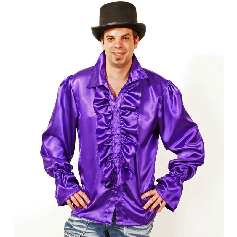 Purple ruffled shirt for men M