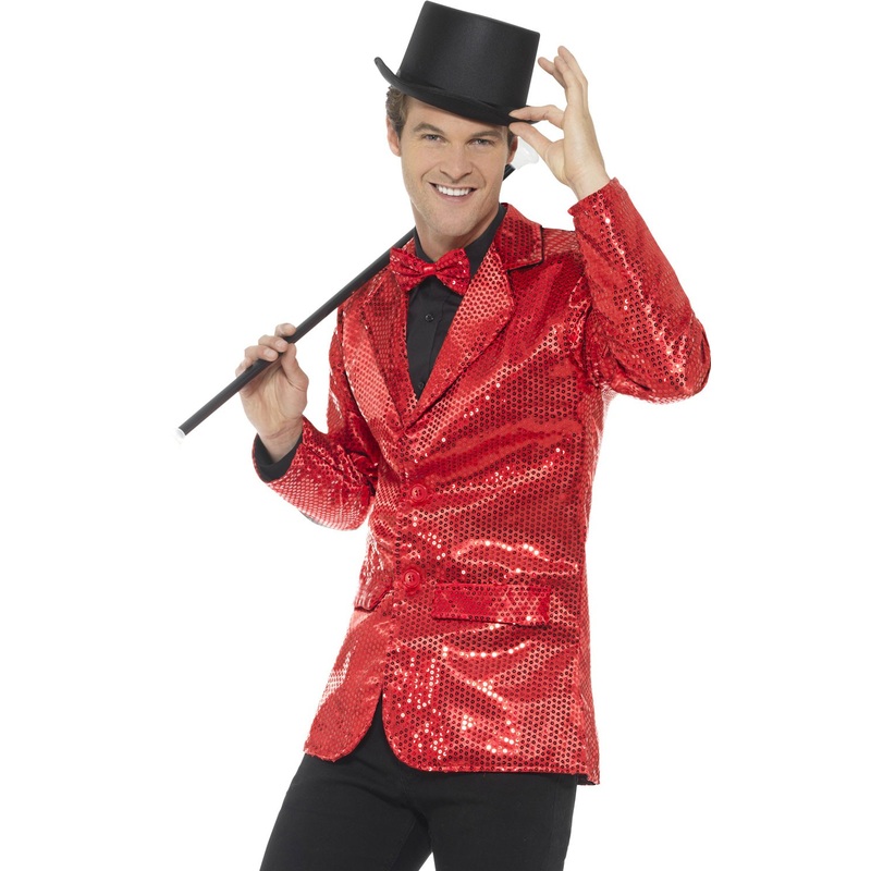 Red party sequin jacket for men M