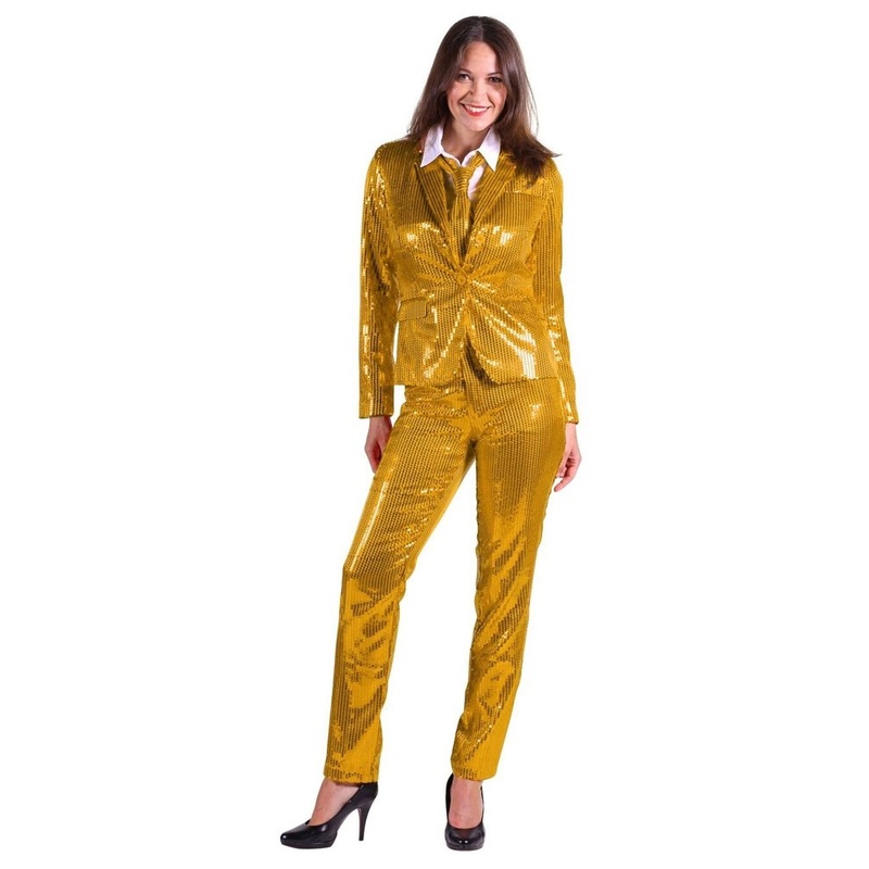 Sequin ladies party suit gold 36