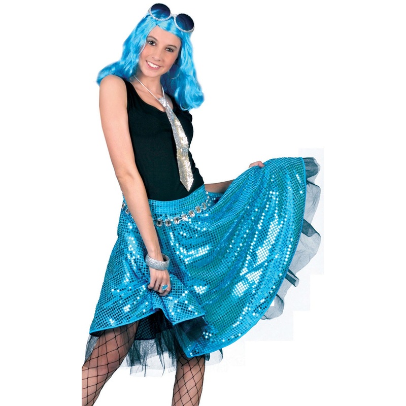 Turquoise sequin disco skirt