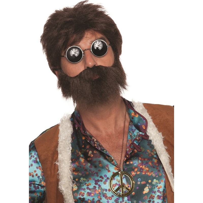 60s hippie wig brown with beard