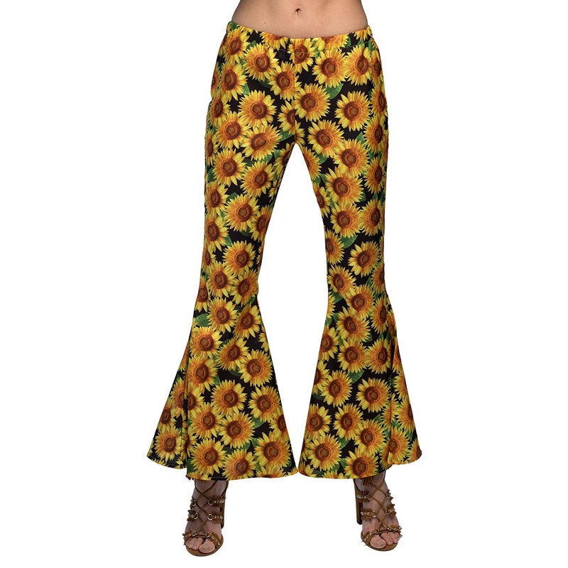 70s flared trousers Sunflowers for women M