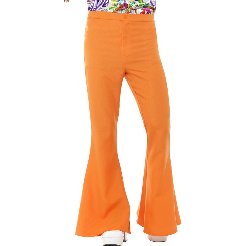 70s hippie flared pants men orange M