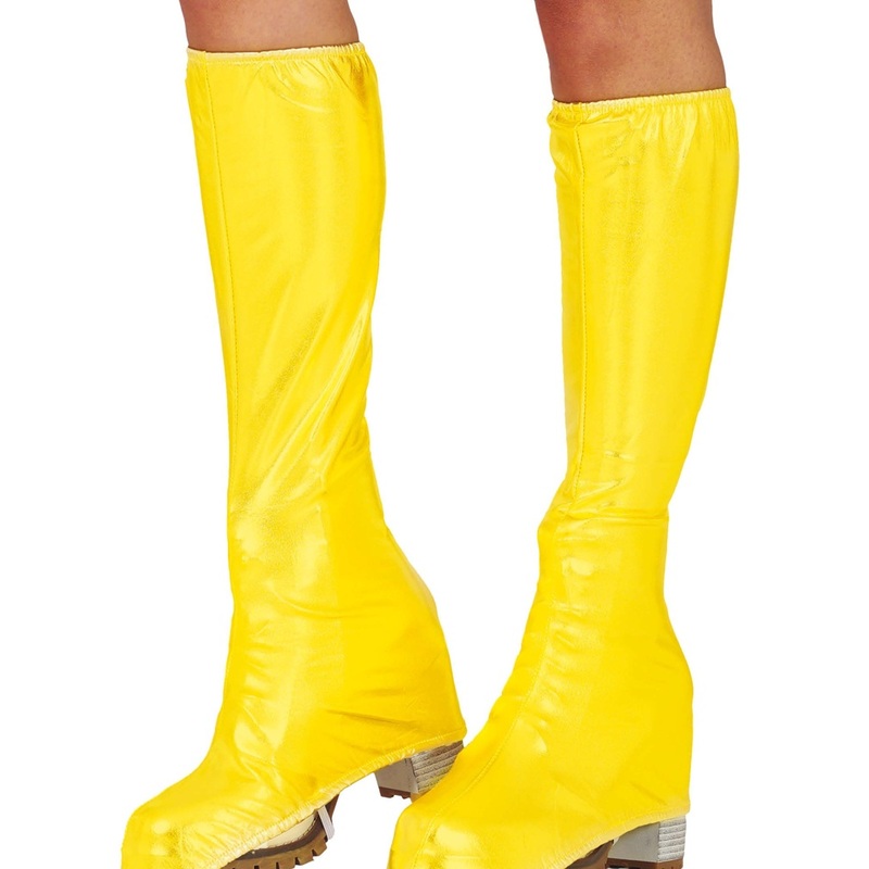 Boot covers for women metallic yellow 45cm