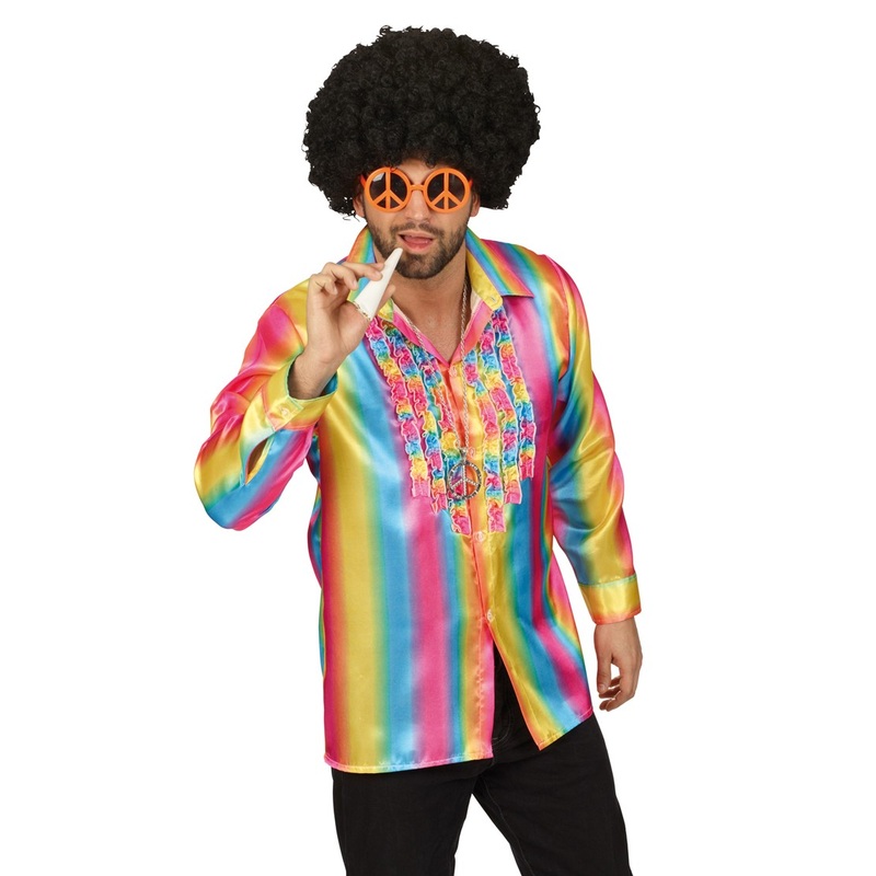 Hippie rainbow disco ruffle shirt 50-52