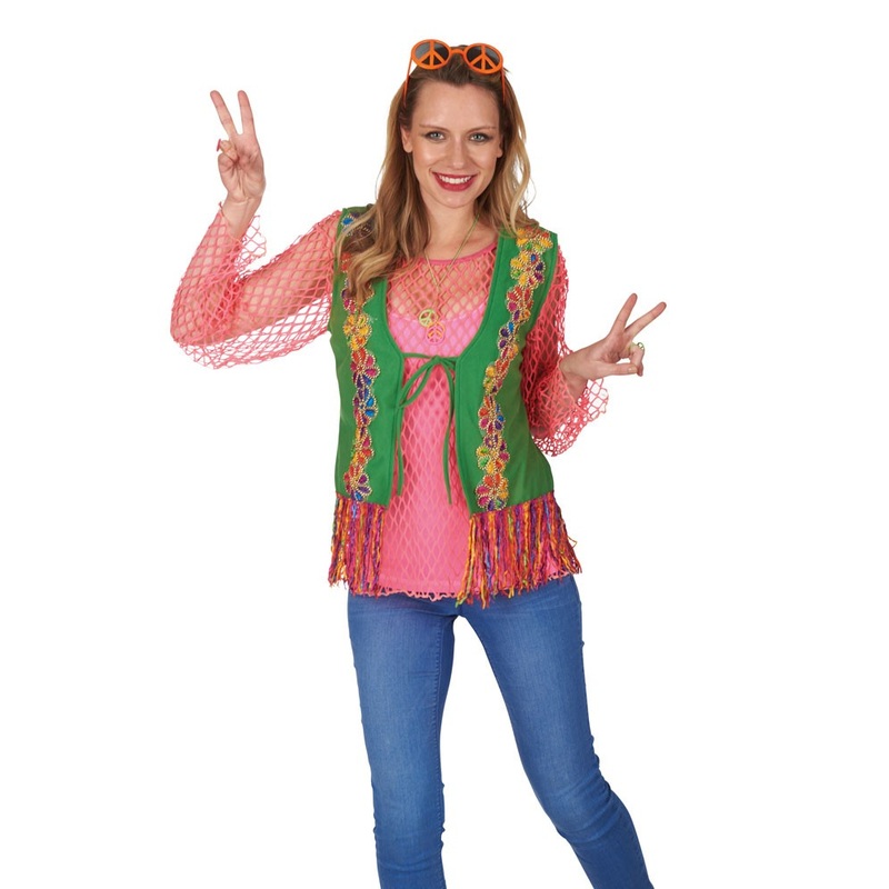 Hippie vest Flower Power for women 36-38