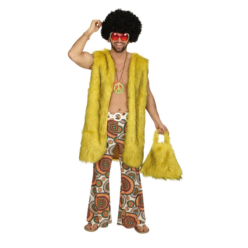 Long fur vest in yellow