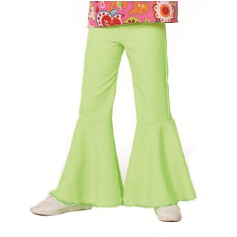 Neon green retro flared pants for children 116
