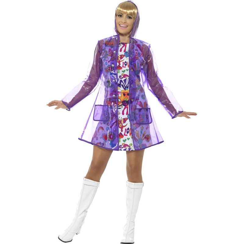Purple 60s raincoat for women S-M