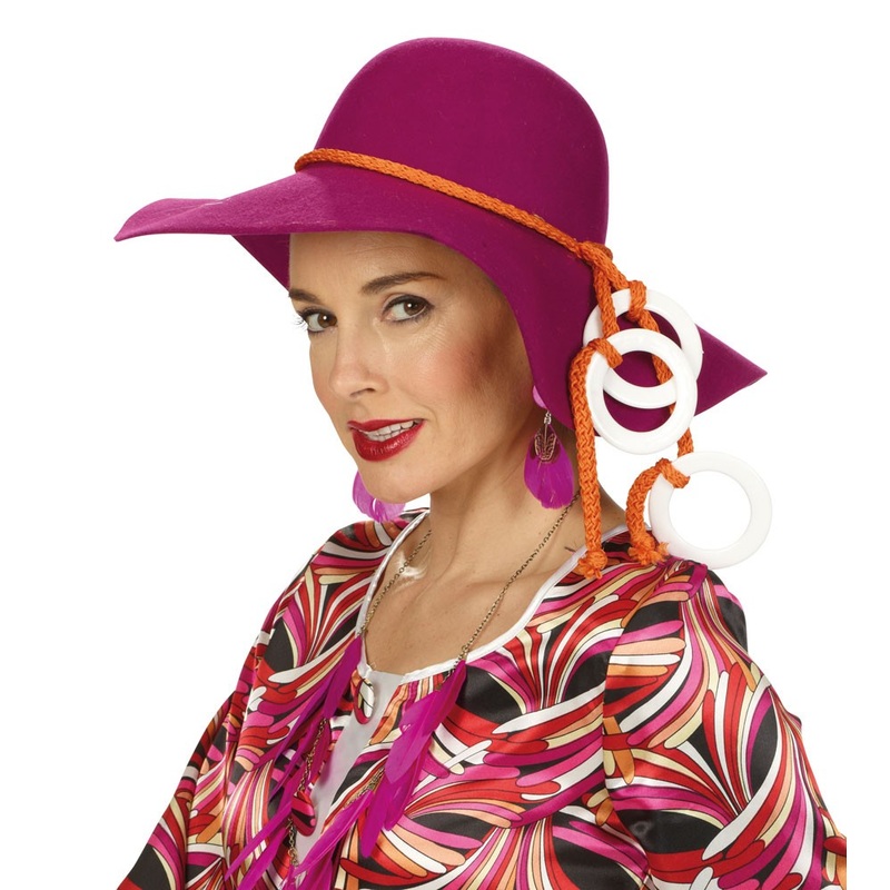 Purple hippie floppy hat made of wool felt