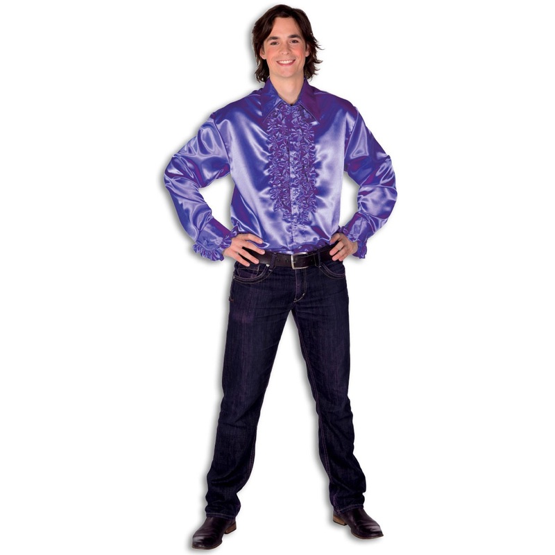 Purple ruffled shirt men XS