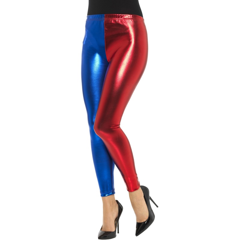 Shiny metallic leggings red-blue S