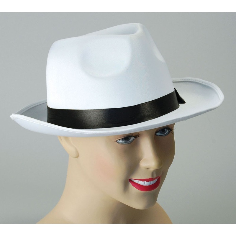 White gangster fedora hat