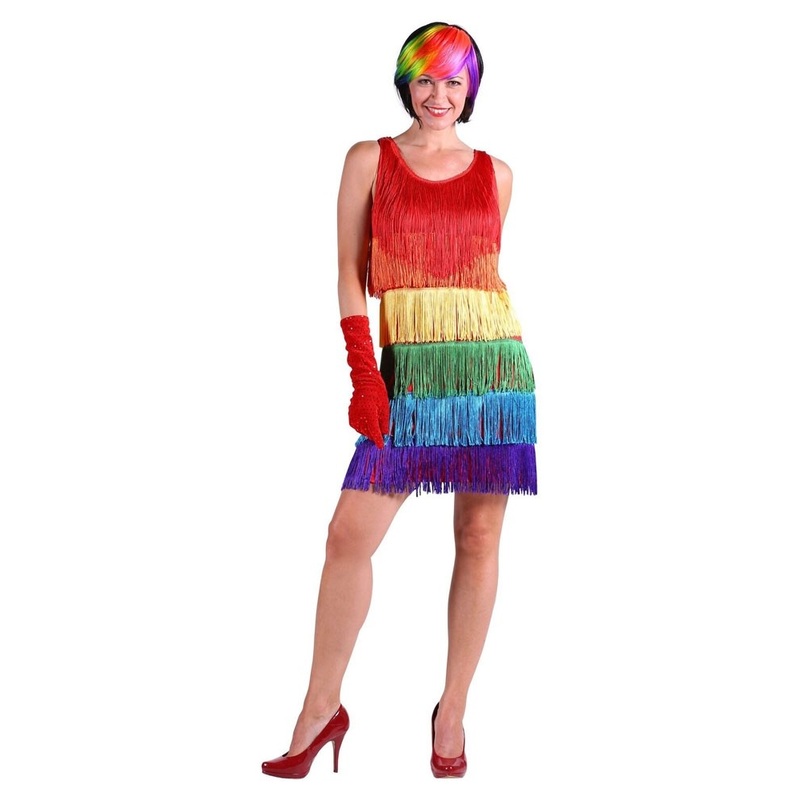 20's rainbow flapper lady costume S