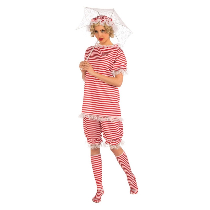 20s beach outfit red and white costume