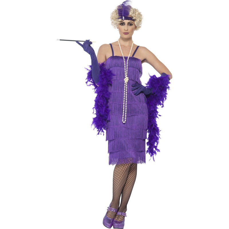 Charleston Lady Tina fringed dress purple S