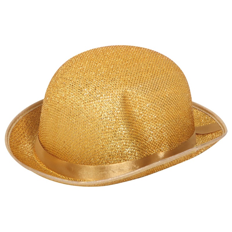 Shiny bowler hat in gold