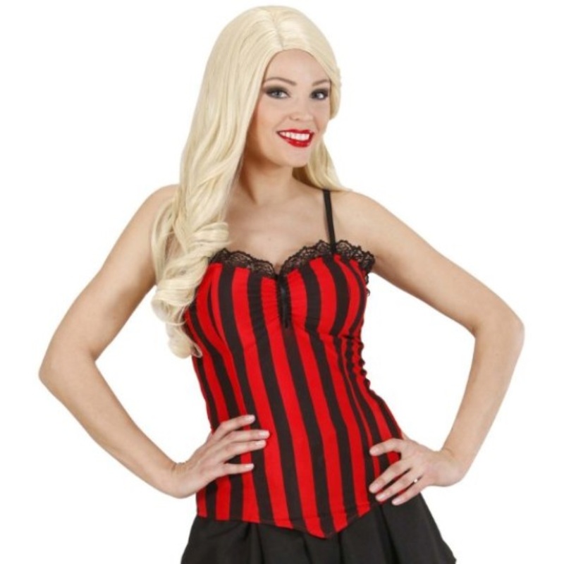 Striped women's corset red black