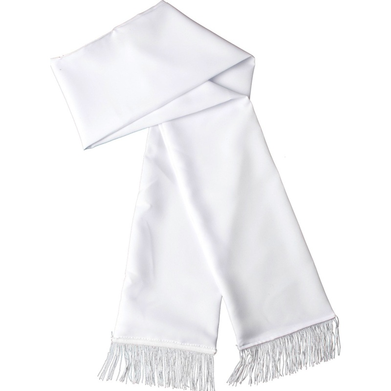 White satin shine scarf
