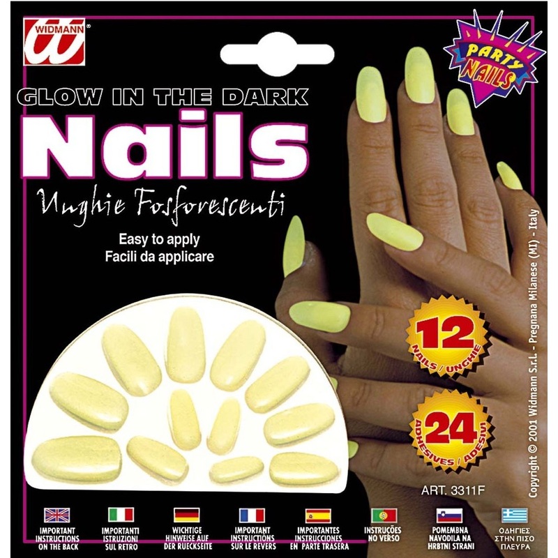 Adhesive nails neon yellow set of 12 nails