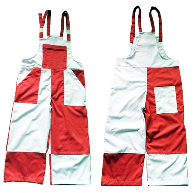 Red and white carnival dungarees 7/8 length S