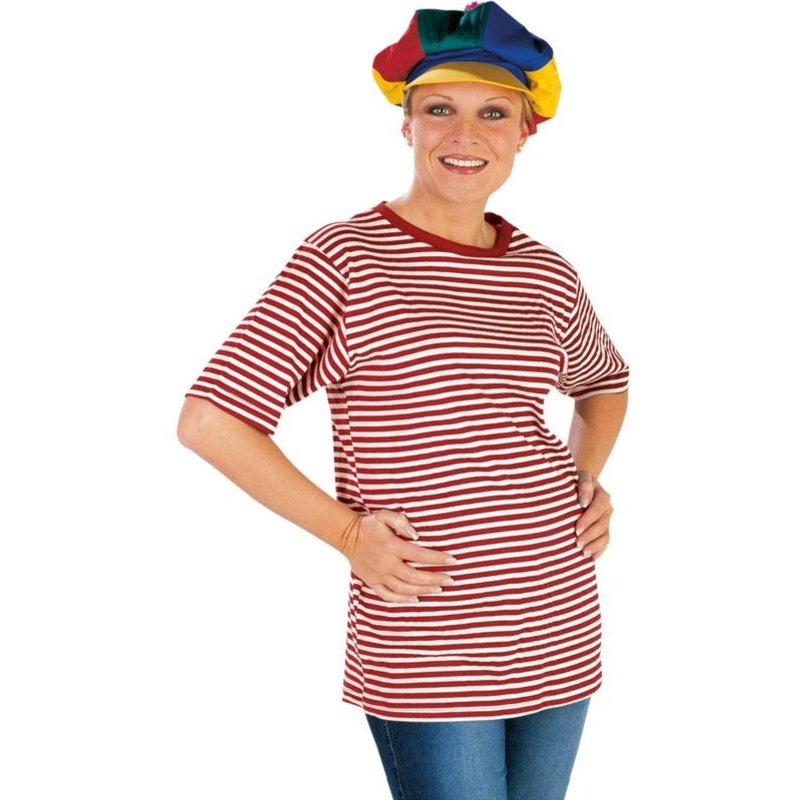 Striped shirt with short sleeves in red M