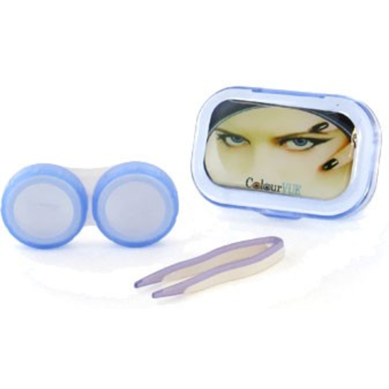Containers for contact lenses with mirror