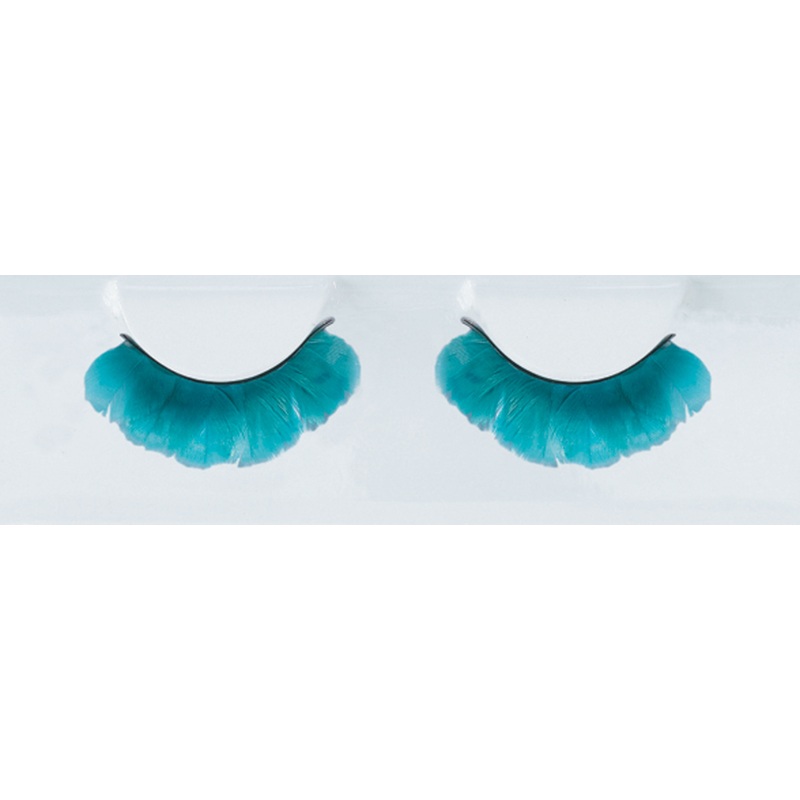 Curved feather eyelashes turquoise