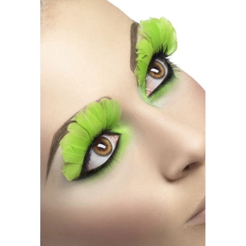 Fake eyelashes neon green