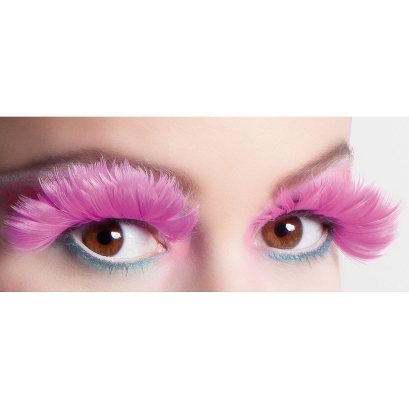 Mega voluminous feather eyelashes in pink