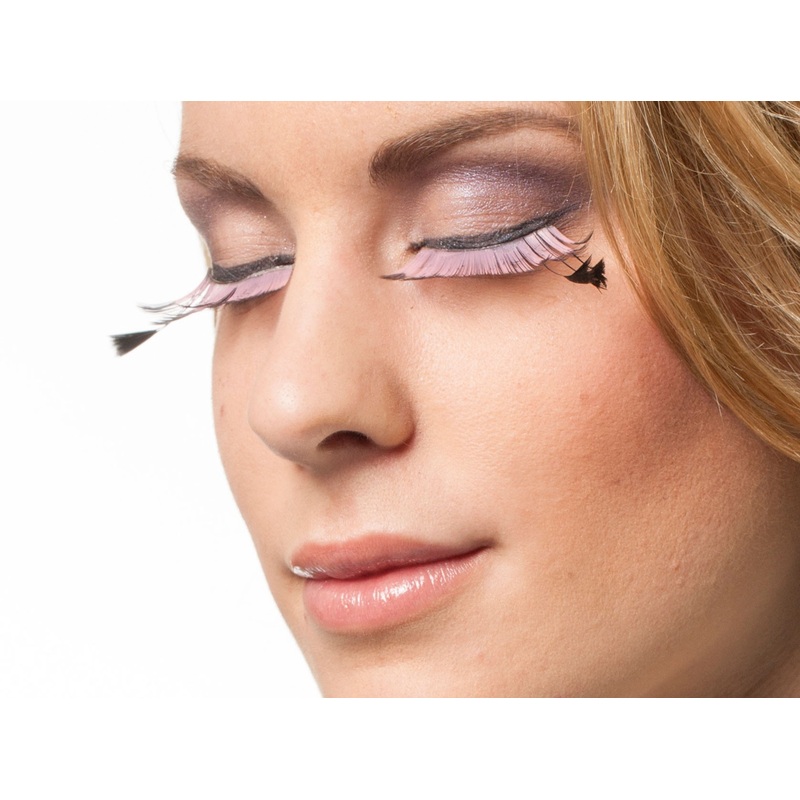 Pink feather eyelashes