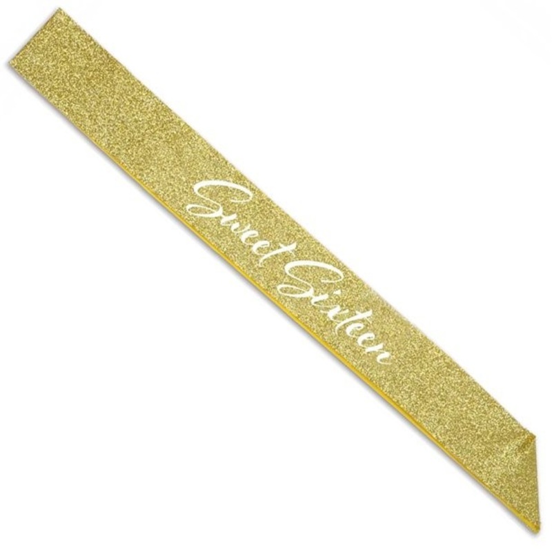 Glittering Sweet Sixteen Gold Sash