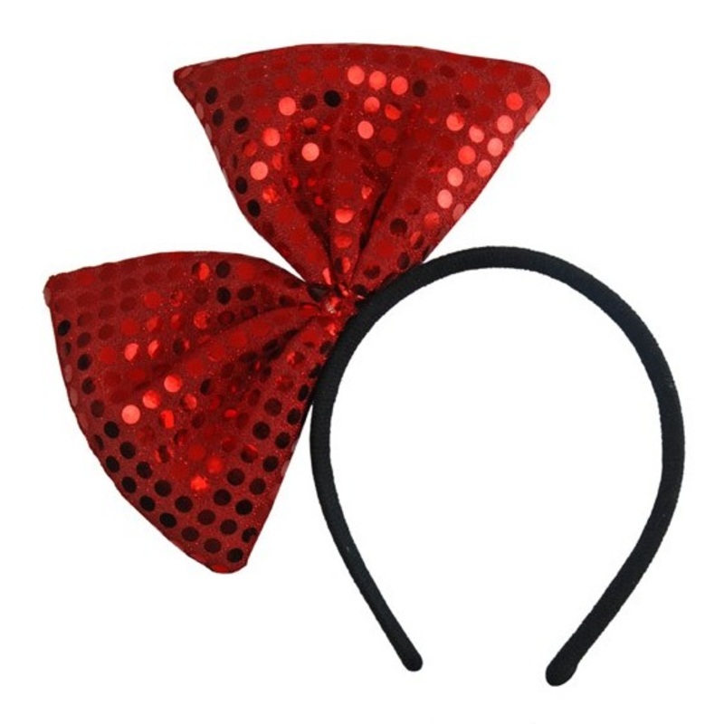 Headband with a large sequin bow in red