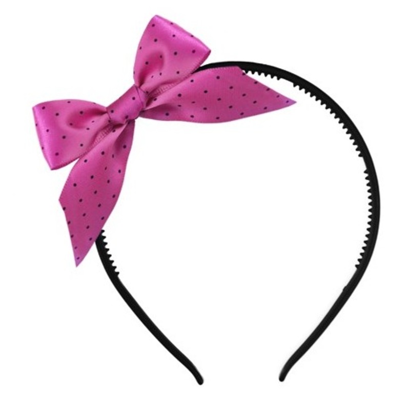 Headband with a pink dotted bow