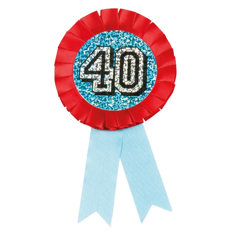 Holographic 40th birthday rosette