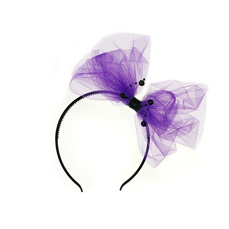 Sunny headband with purple tulle bow
