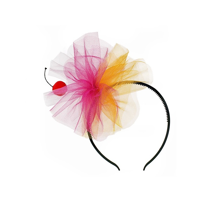 Sunny headband with tulle and cherry appliqu