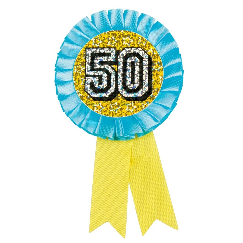 50th birthday holographic ribbon rosette